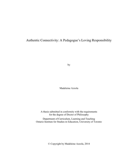 Authentic Connectivity: a Pedagogue's Loving Responsibility