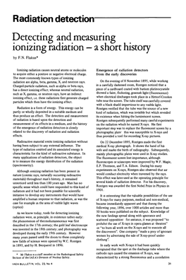 Detecting and Measuring Ionizing Radiation - a Short History by F.N