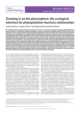 Zooming in on the Phycosphere: the Ecological Interface for Phytoplankton–Bacteria Relationships Justin R