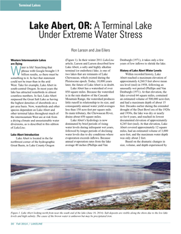 Lake Abert, OR: a Terminal Lake Under Extreme Water Stress