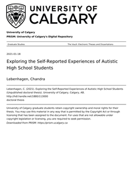 Exploring the Self-Reported Experiences of Autistic High School Students