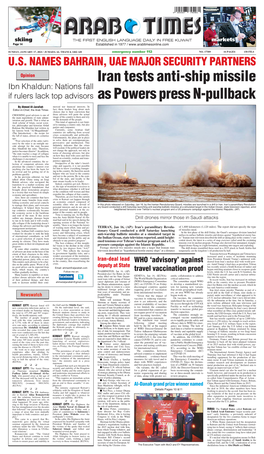 Iran Tests Anti-Ship Missile As Powers Press N-Pullback