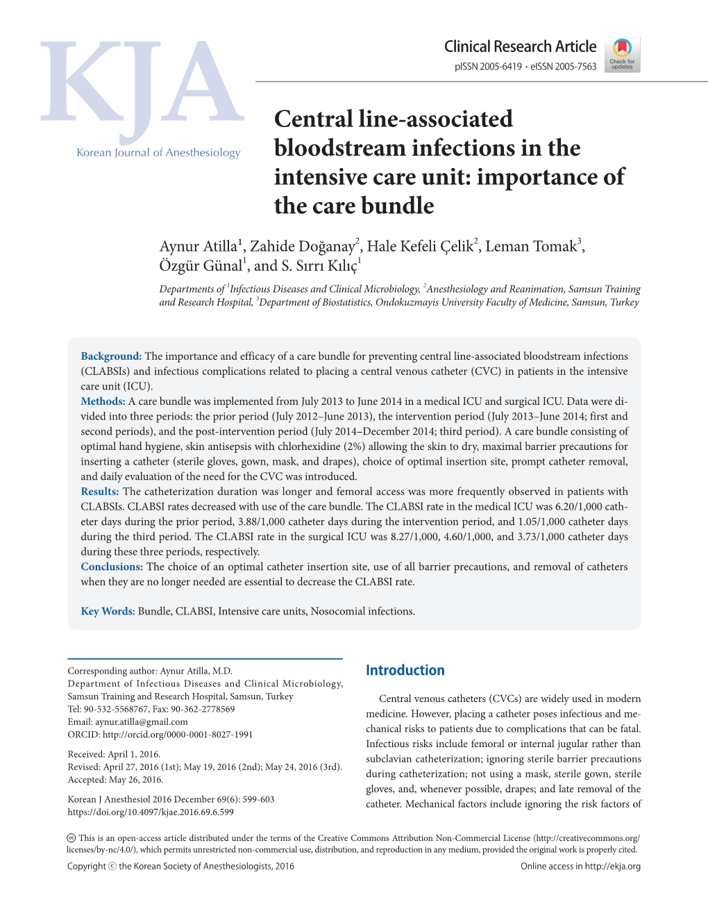 Central Line-Associated Bloodstream Infections in The
