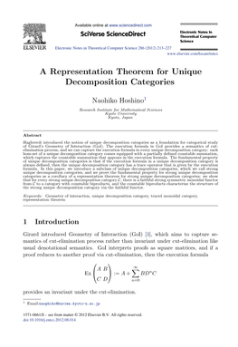A Representation Theorem for Unique Decomposition Categories
