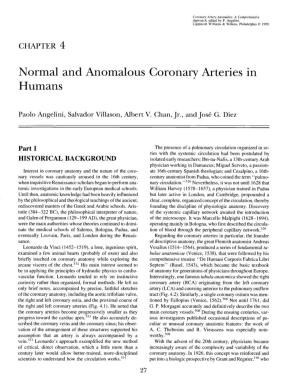 Chapter 4: Normal and Anomalous Coronary Arteries in Humans. Part 1