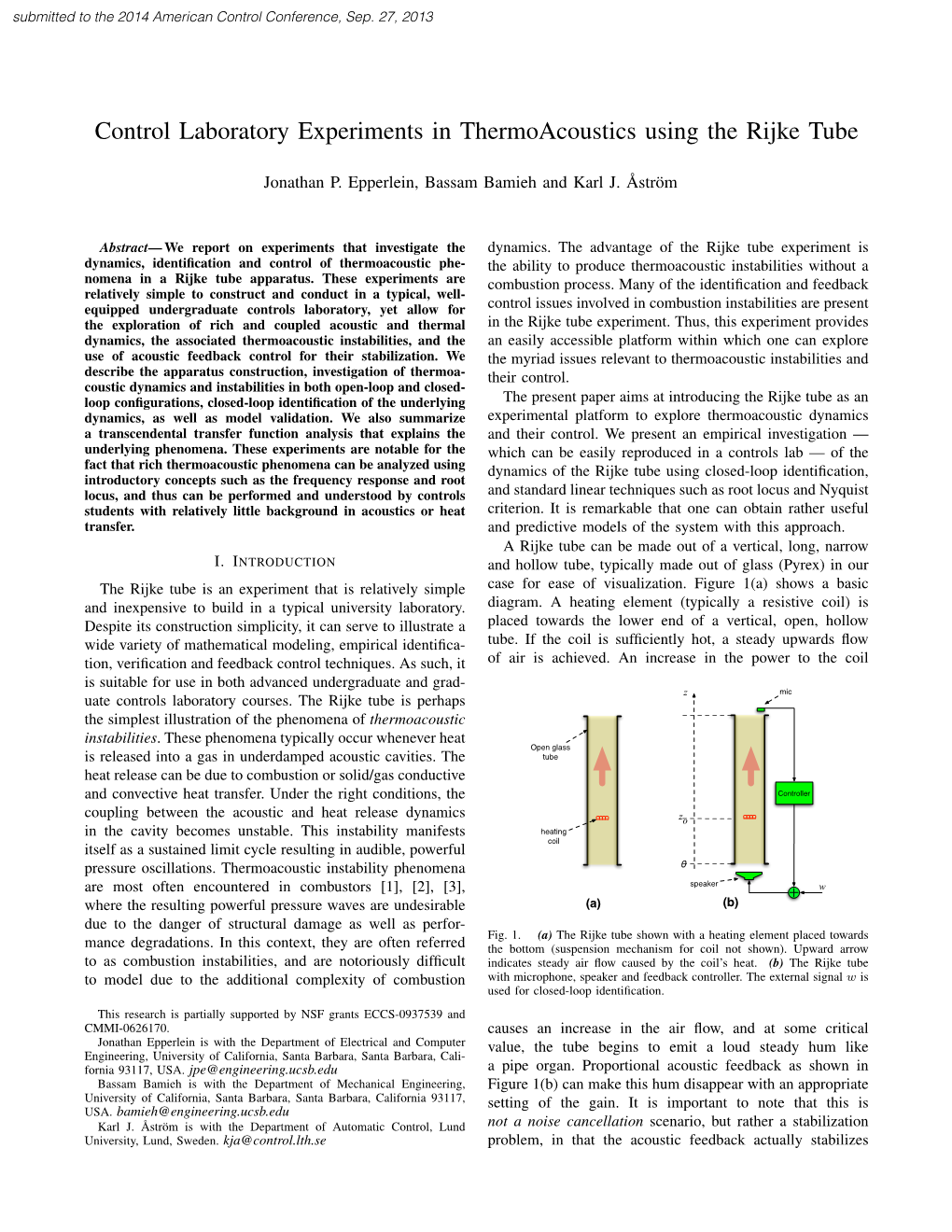 Control Laboratory Experiments in Thermoacoustics Using the Rijke Tube