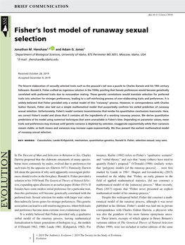 Fisher&#X00027;S Lost Model of Runaway Sexual Selection