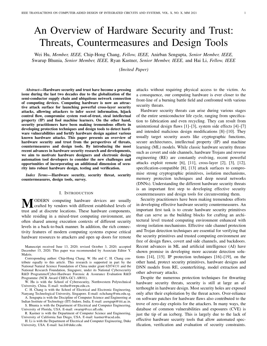 An Overview of Hardware Security and Trust