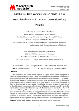 Eurobalise-Train Communication Modelling to Assess Interferences in Railway Control Signalling Systems