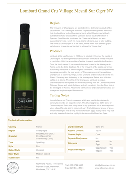 Lombard Grand Cru Village Mesnil Sur Oger NV