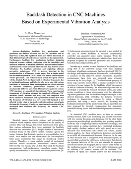 Backlash Detection in CNC Machines Based on Experimental Vibration Analysis