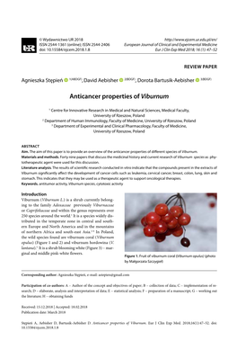 Anticancer Properties of Viburnum 47