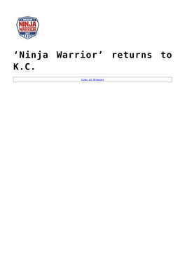 Ninja Warrior&#8217; Returns to KC