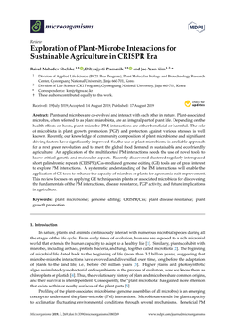 Exploration of Plant-Microbe Interactions for Sustainable Agriculture in CRISPR Era