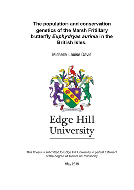 The Population and Conservation Genetics of the Marsh Fritillary Butterfly Euphydryas Aurinia in the British Isles