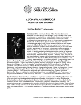 Lucia Di Lammermoor Bios