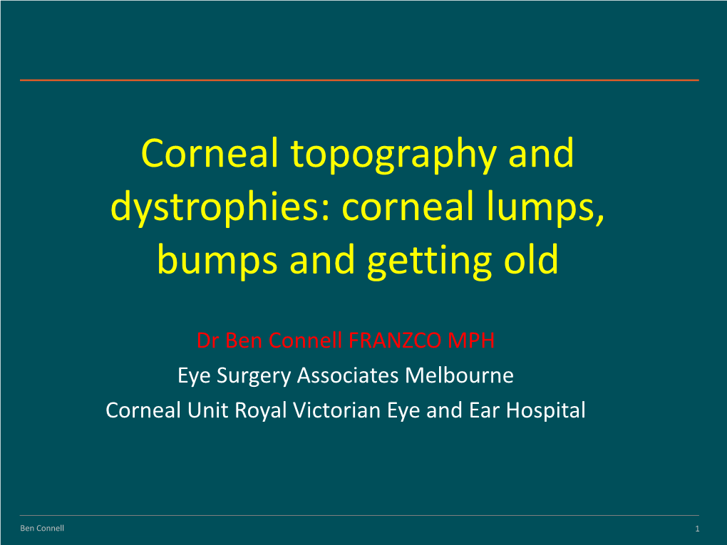 Ben Connell Corneal Topography Handout