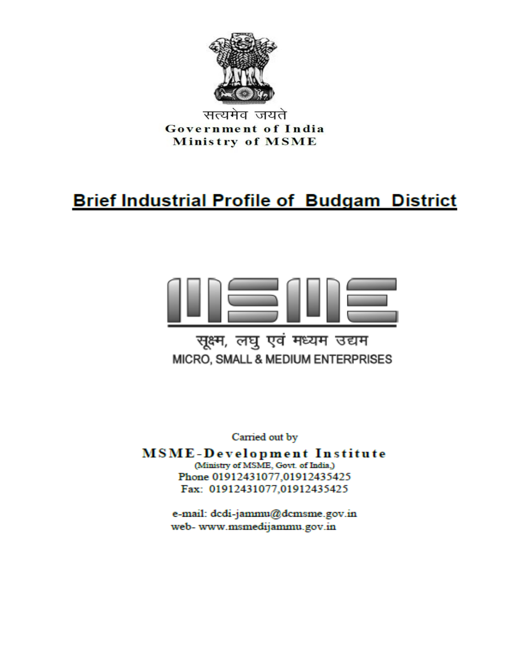 Brief Industrial Profile of Budgam District