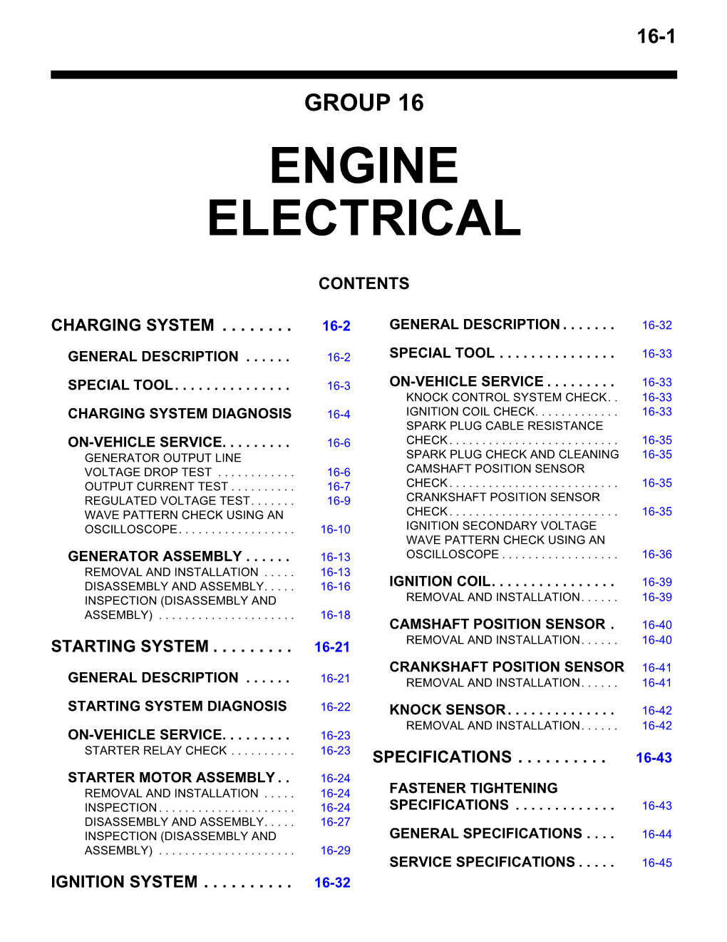 Group 16 Engine Electrical