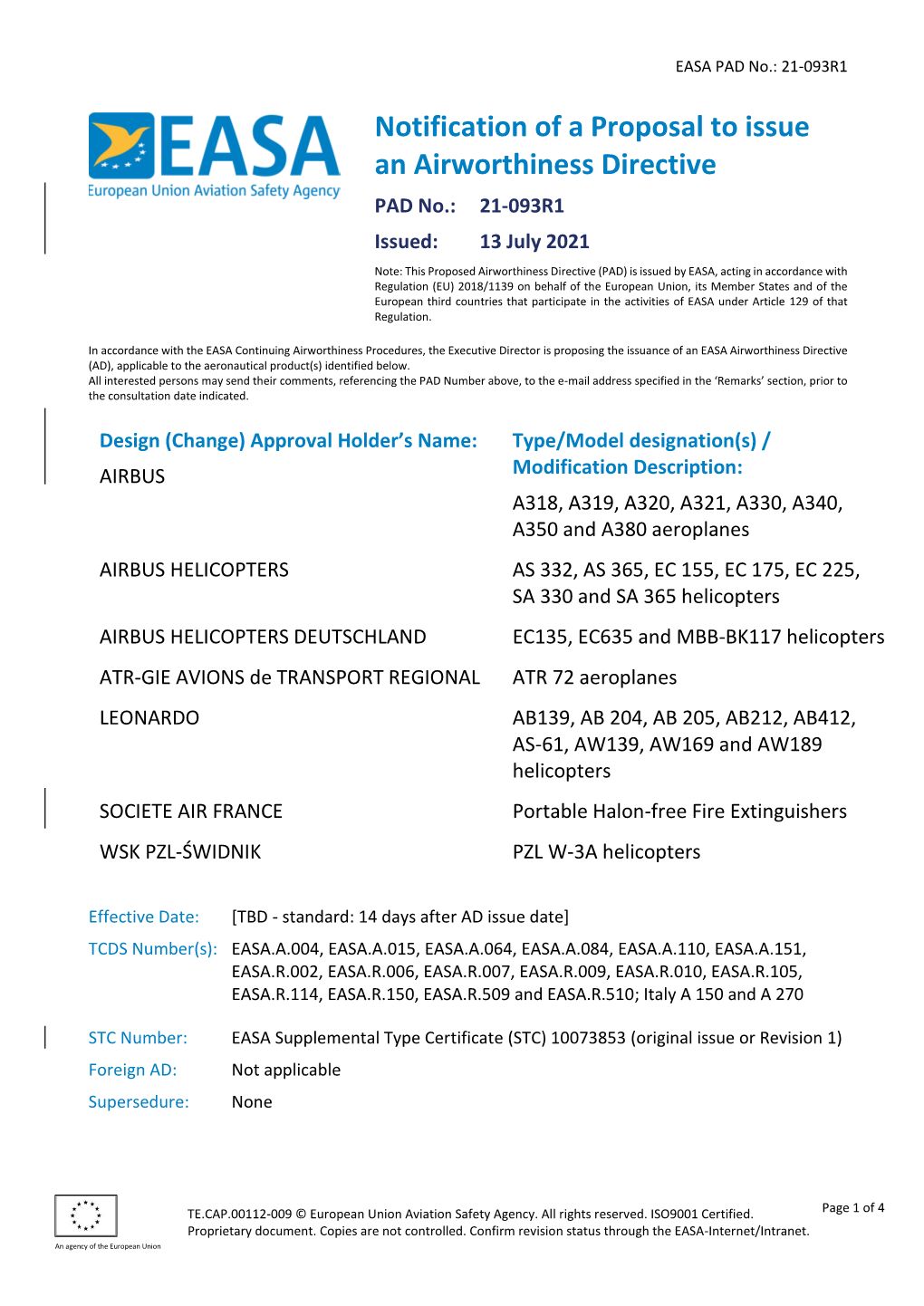 Notification of a Proposal to Issue an Airworthiness Directive