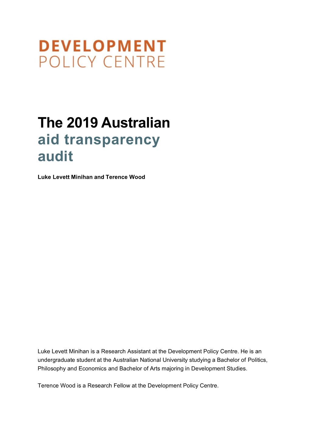 The 2019 Australian Aid Transparency Audit (Report)