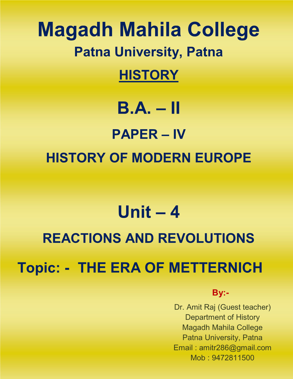 The Era of Metternich