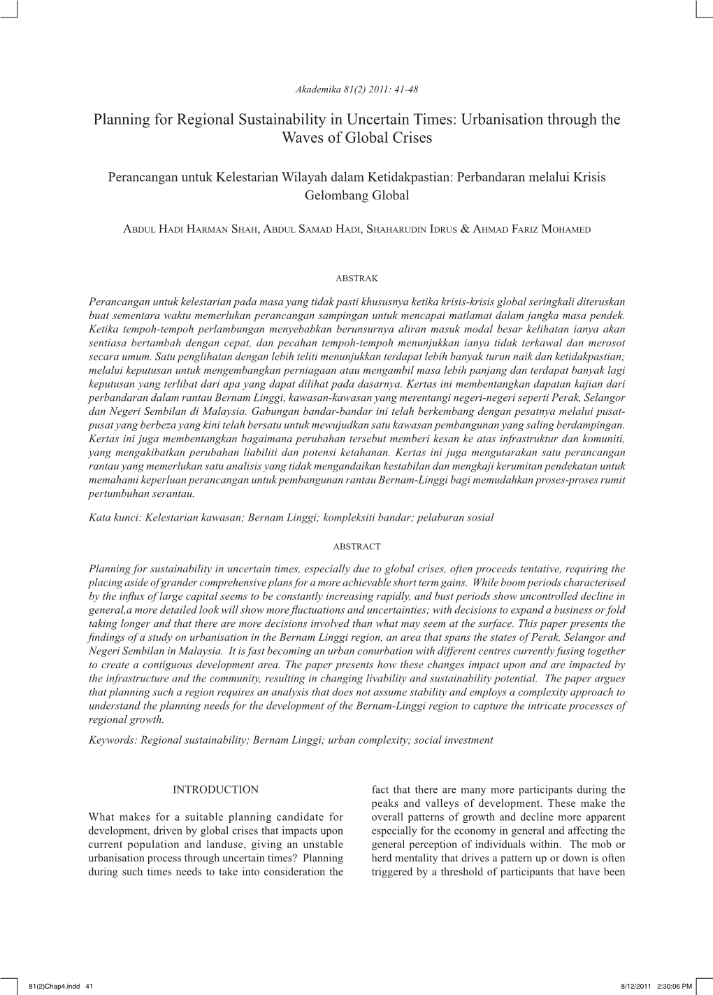 Urbanisation Through the Waves of Global Crises