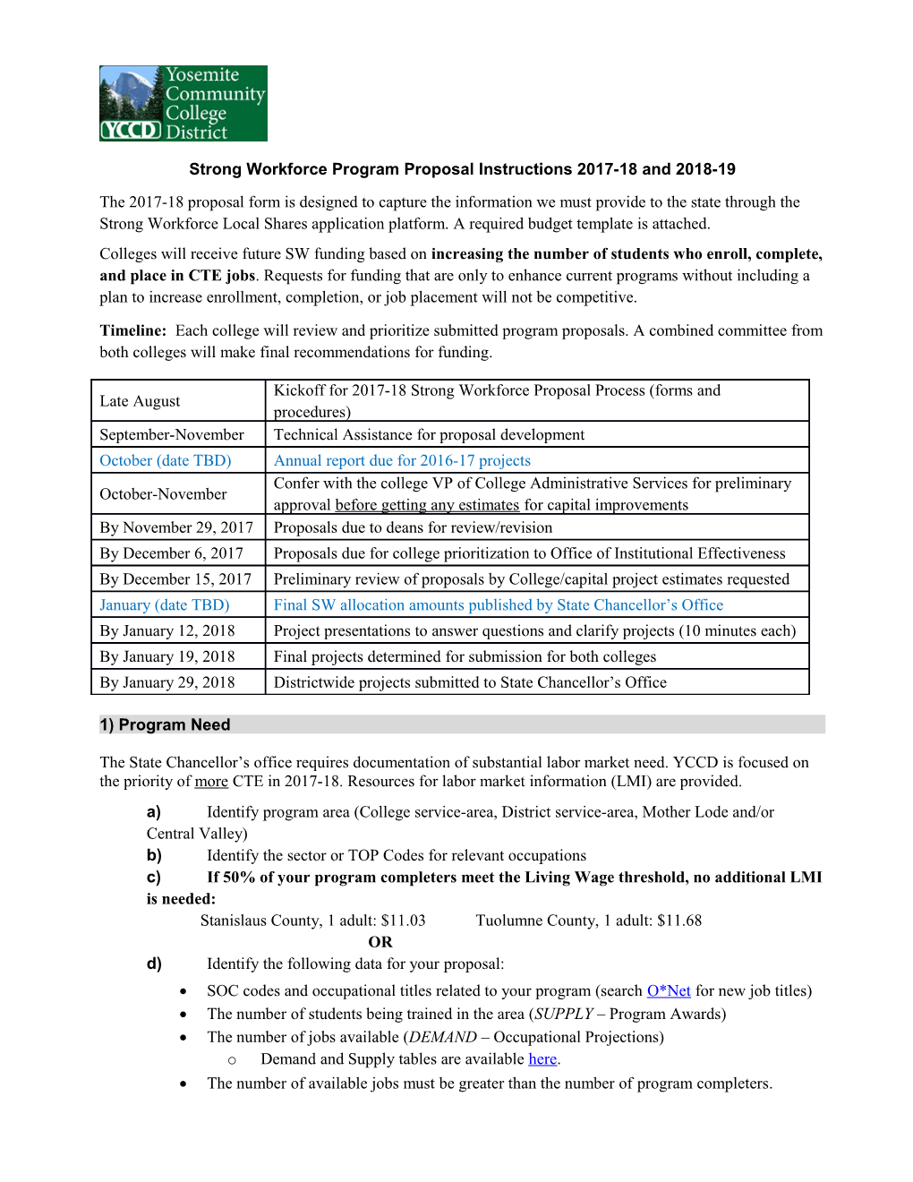 Strong Workforce Program Proposal Instructions 2017-18 and 2018-19