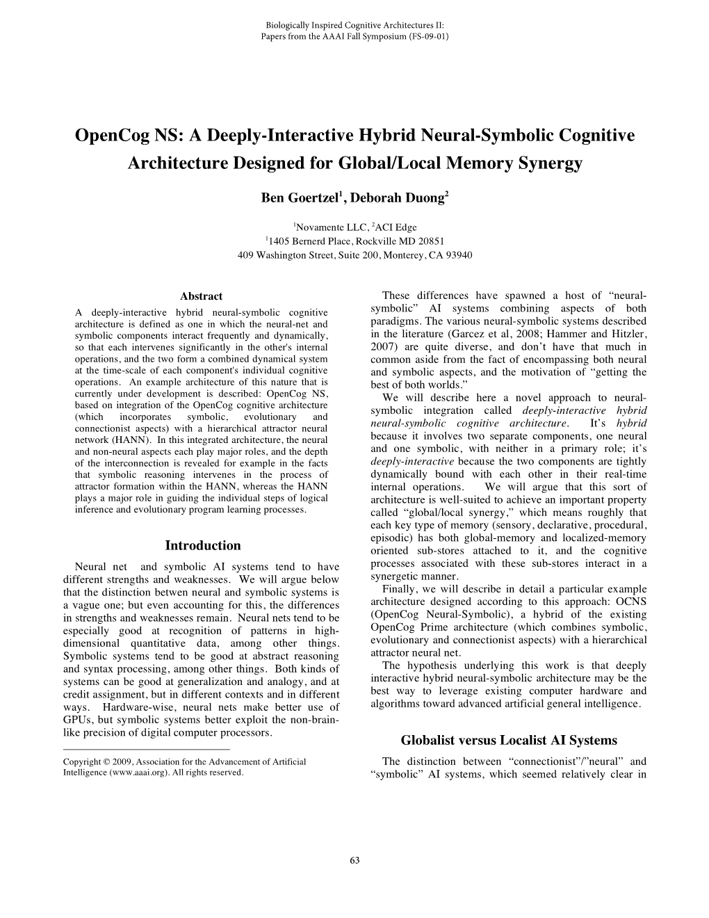 Opencog NS: a Deeply-Interactive Hybrid Neural-Symbolic Cognitive Architecture Designed for Global/Local Memory Synergy