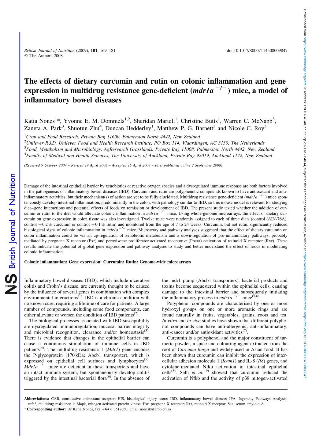 The Effects of Dietary Curcumin and Rutin on Colonic Inflammation And