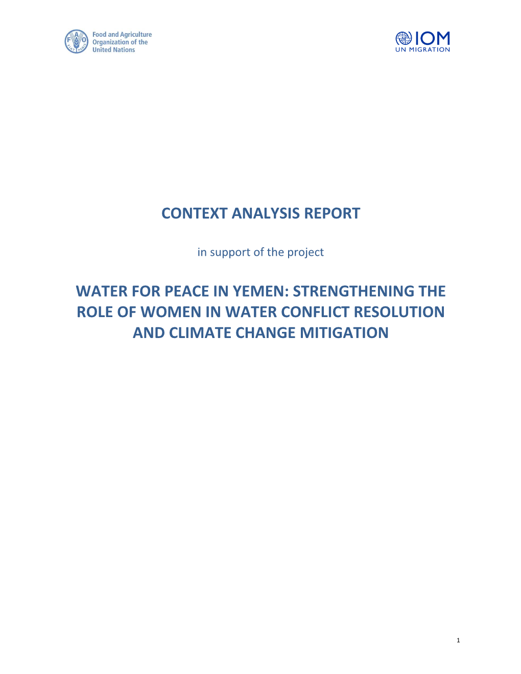 Context Analysis Report Water for Peace in Yemen