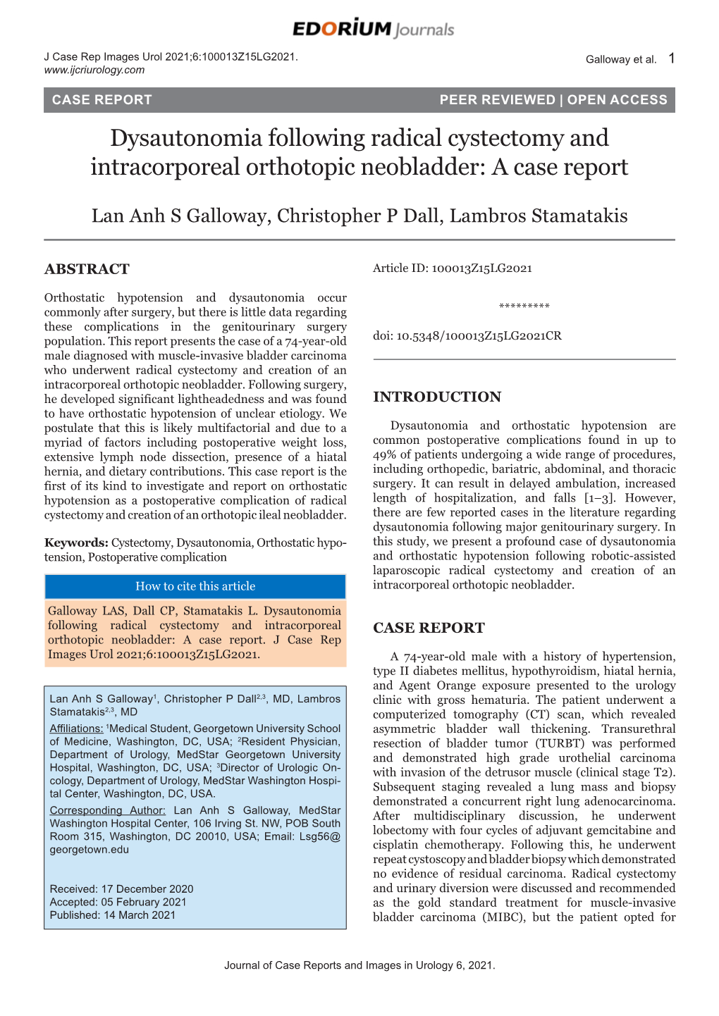 Dysautonomia Following Radical Cystectomy and Intracorporeal Orthotopic Neobladder: a Case Report