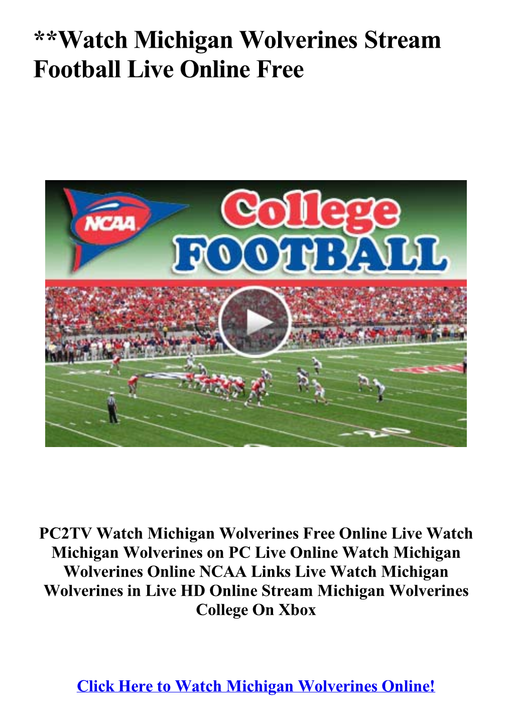 **Watch Michigan Wolverines Stream Football Live Online Free