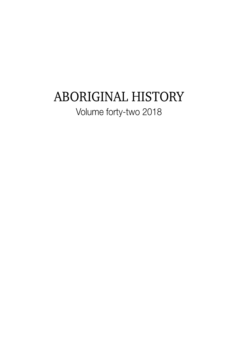 Aboriginal History Journal