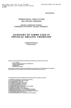 Glossary of Terms Used in Physical Organic Chemistry