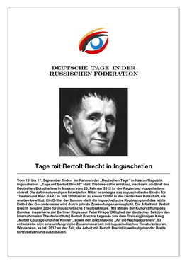 Tage Mit Bertolt Brecht in Inguschetien ______