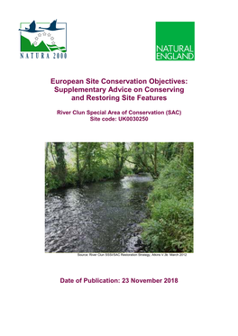 River Clun SAC Conservation Objectives Supplementary Advice