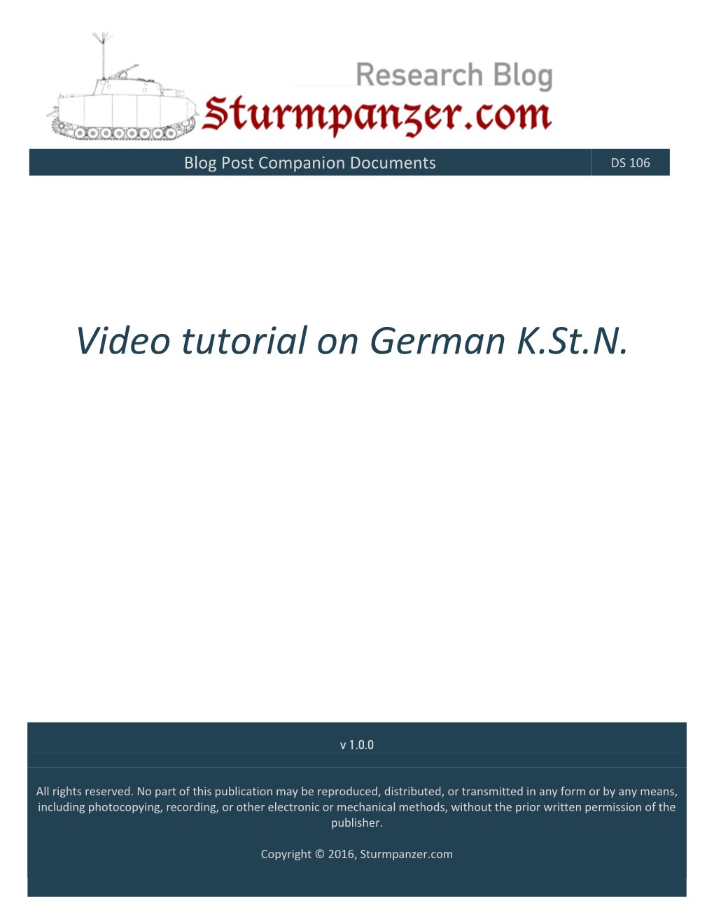 Video Tutorial on German K.St.N