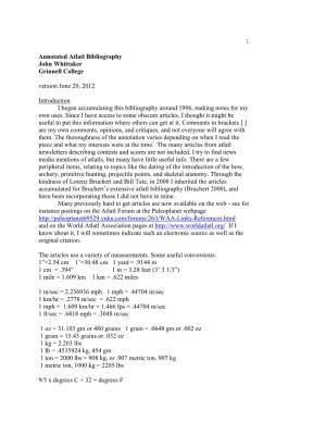 Annotated Atlatl Bibliography John Whittaker Grinnell College Version June 20, 2012