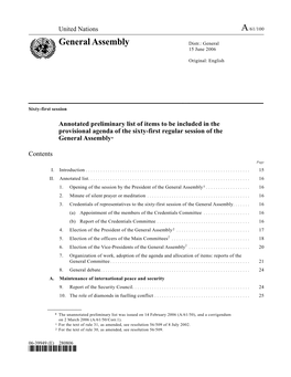 General Assembly Distr.: General 15 June 2006