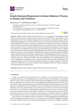 Innate Immune Responses to Avian Influenza Viruses in Ducks