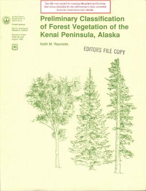 Preliminary Classification of Forest Vegetation of the Kenai Peninsula, Alaska