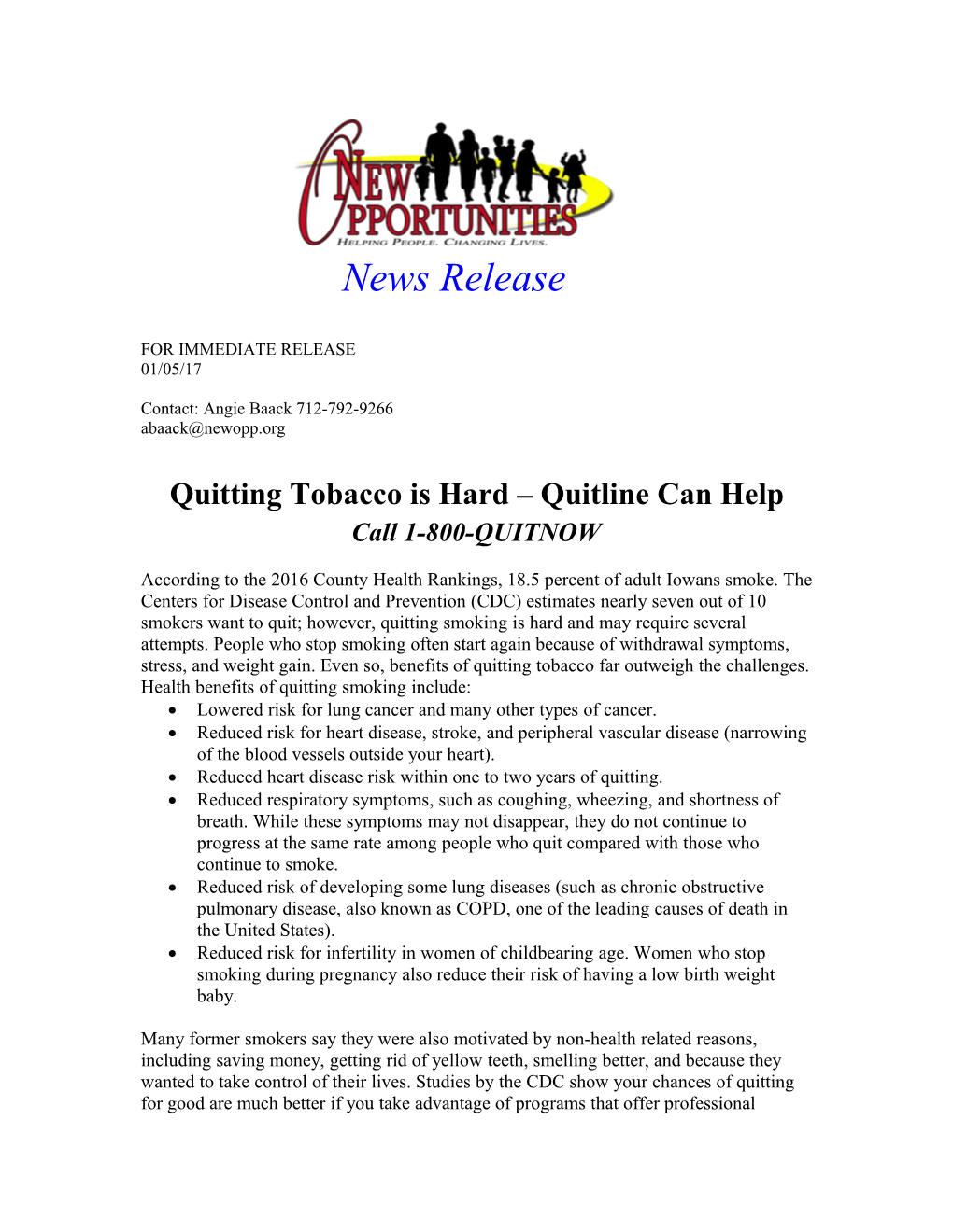 Quitting Tobacco Is Hard Quitline Can Help