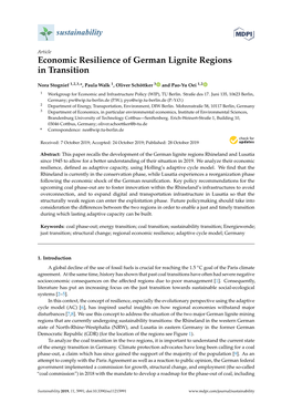 Economic Resilience of German Lignite Regions in Transition