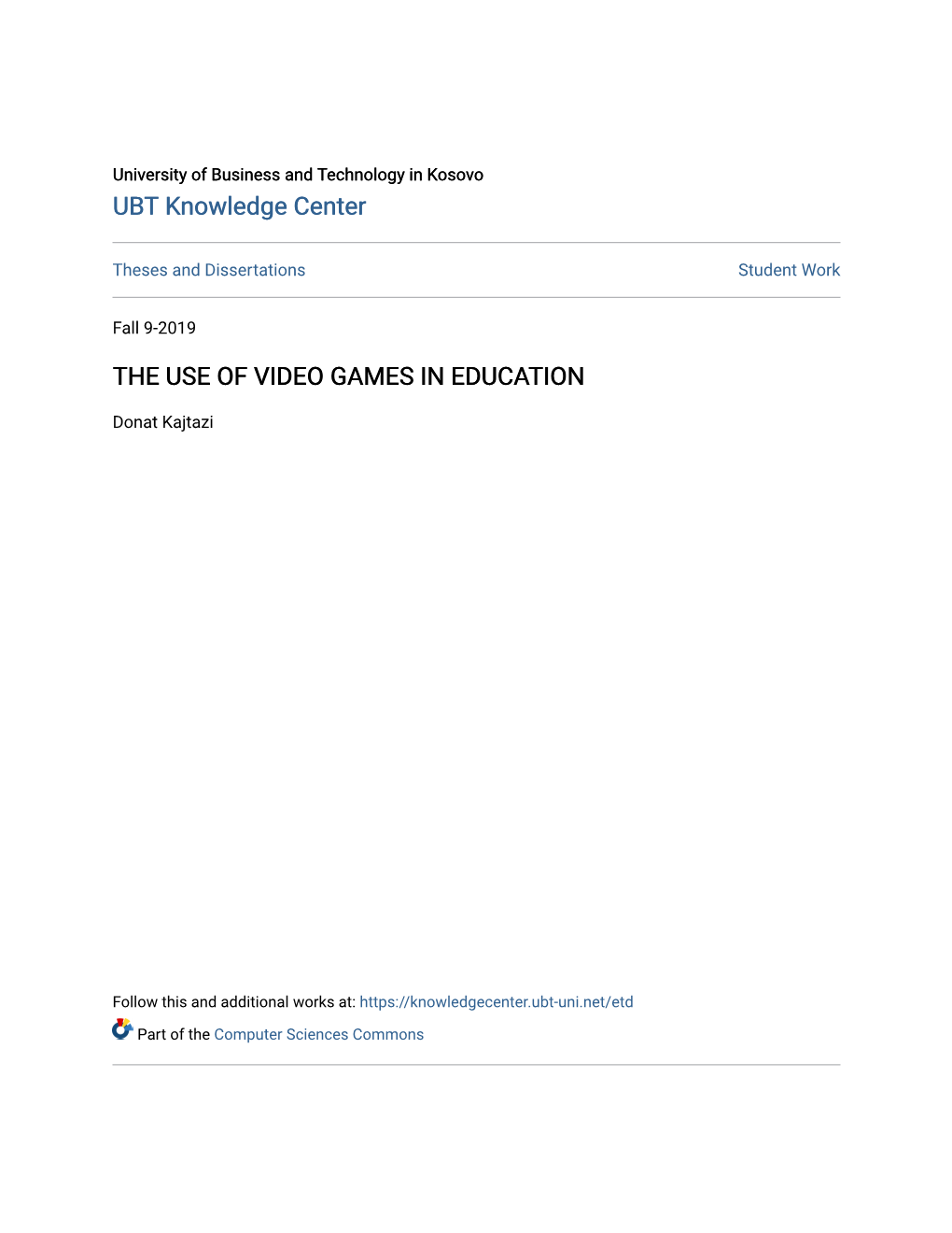 The Use of Video Games in Education