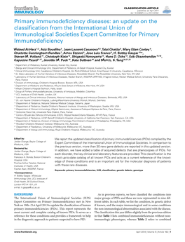 IUIS Classification of Primary Immunodeficiencies