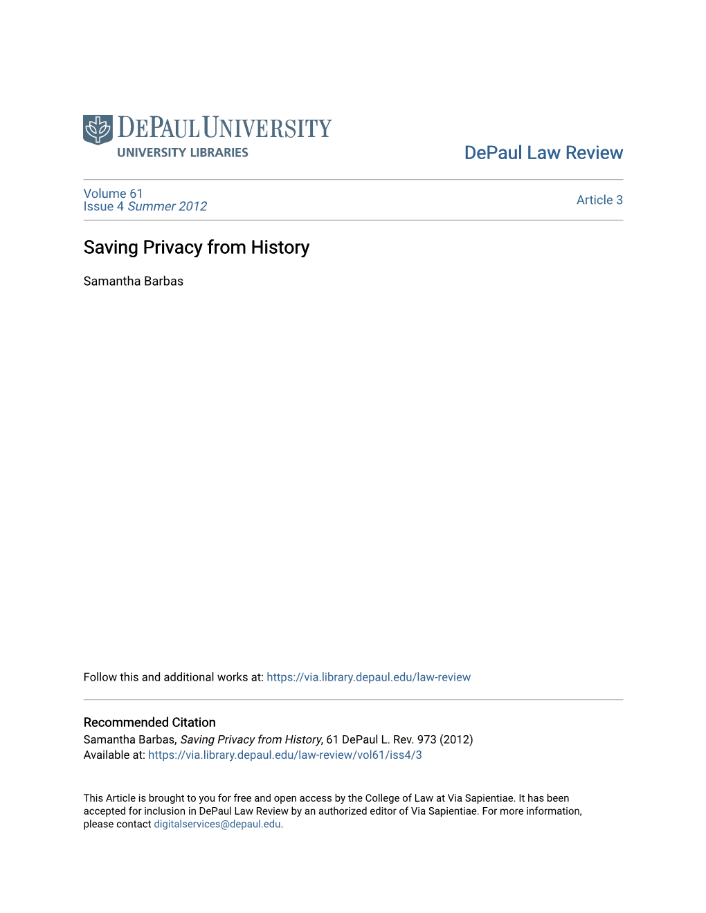 Saving Privacy from History