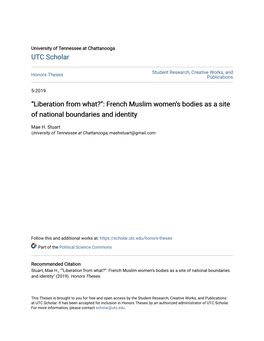 “Liberation from What?”: French Muslim Women's Bodies As a Site of National Boundaries and Identity