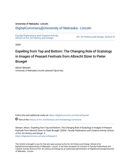 The Changing Role of Scatology in Images of Peasant Festivals from Albrecht Dürer to Pieter Bruegel