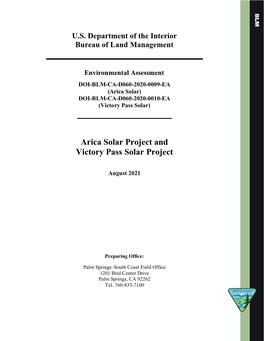 Arica Solar Project and Victory Pass Solar Project Environmental